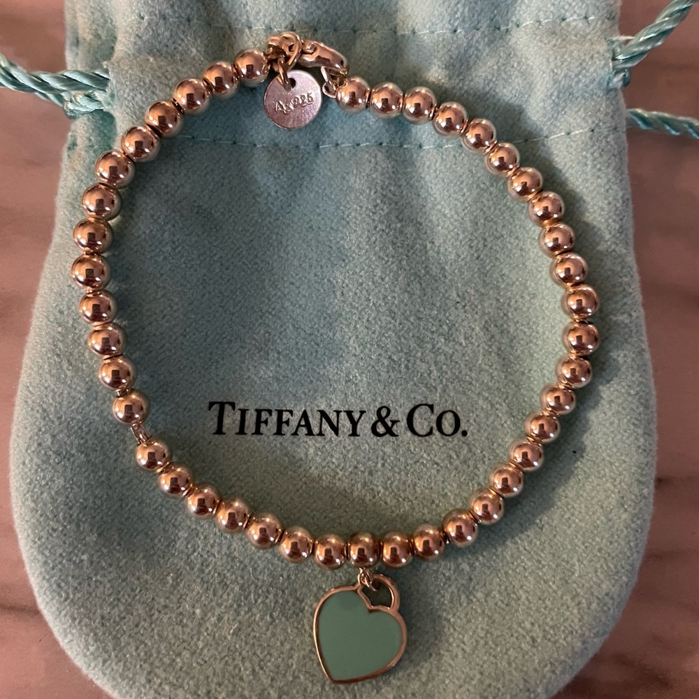 Tiffany blue heart tag mini bead bracelet